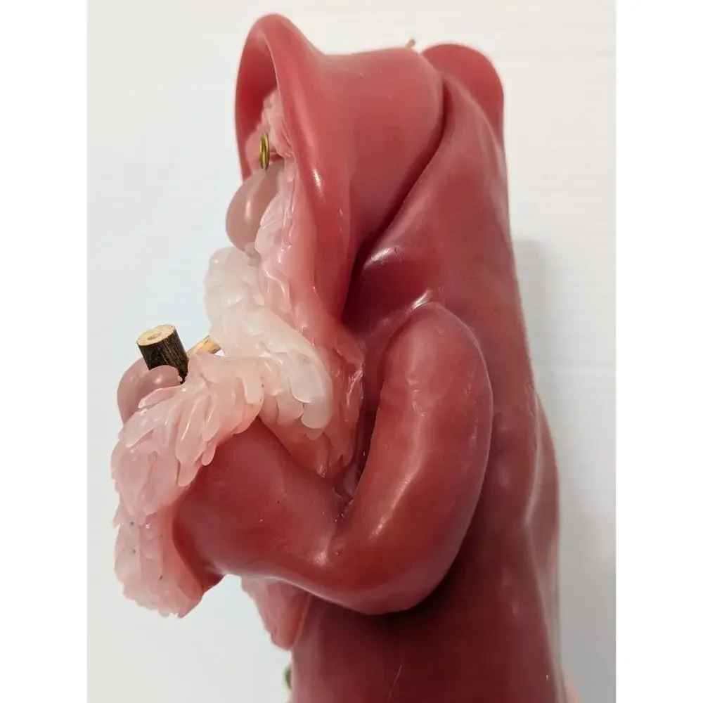 Vintage Northern Lights Fantasy Figure Santa Candle with Pipe & Gift Bag